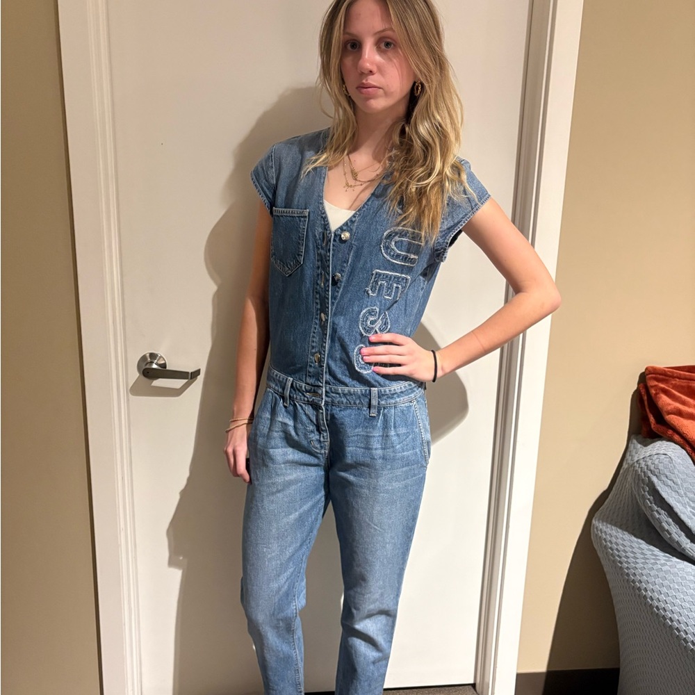 Guess Women's Light Blue Denim Overalls
